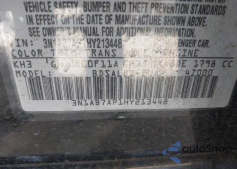 2017 Nissan Sentra S from USA, damaged, VIN 3N1AB7AP1HY213448